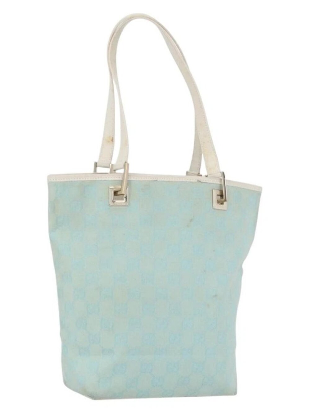GUCCI GG Canvas Tote Bag Gold Light Blue - Picture 2 of 16